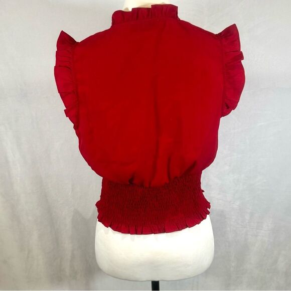 Red ruffle trim smocked top size medium - Picture 7 of 9